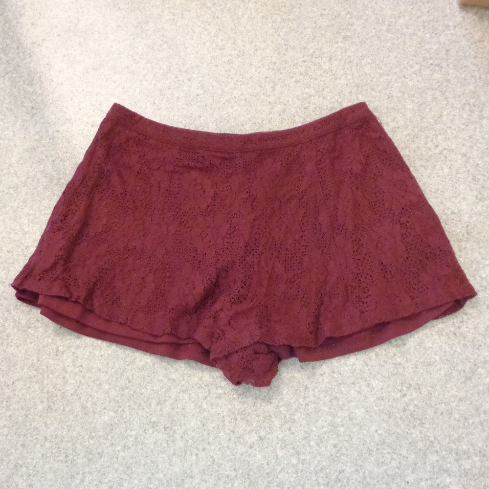 Burgundy lace shorts